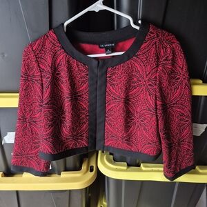 I.N. Studio Red and Black Ornate Jacket